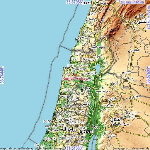 Topographic map of Ramat Yishay