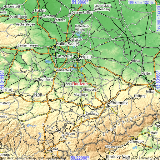 Topographic map of Deutzen