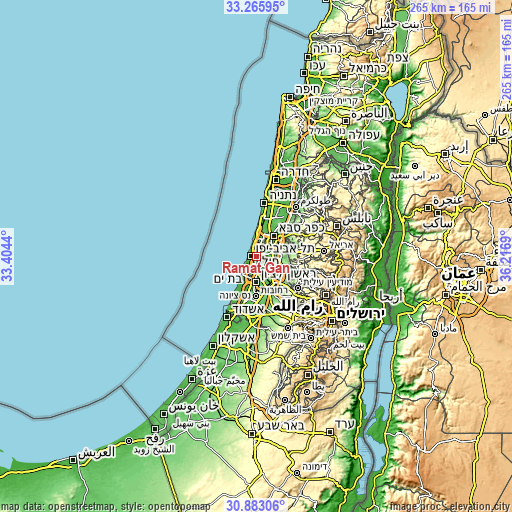 Topographic map of Ramat Gan