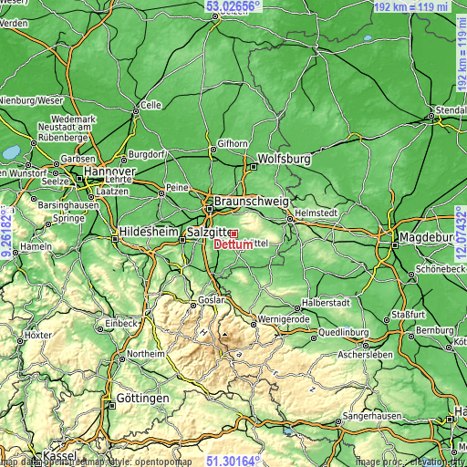 Topographic map of Dettum