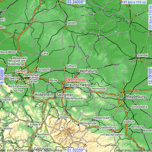 Topographic map of Detmerode