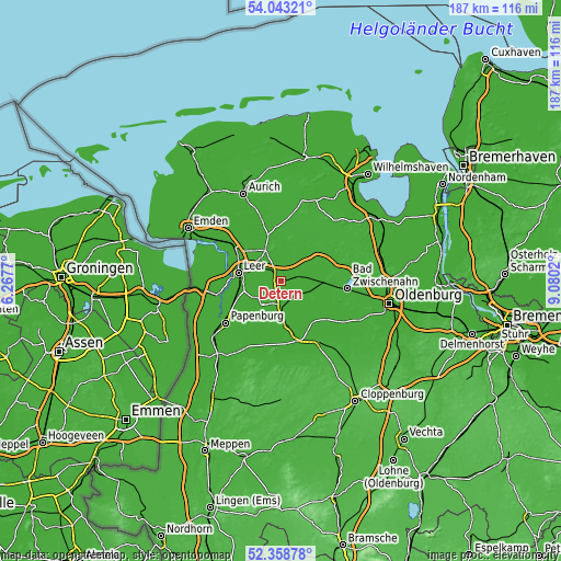 Topographic map of Detern