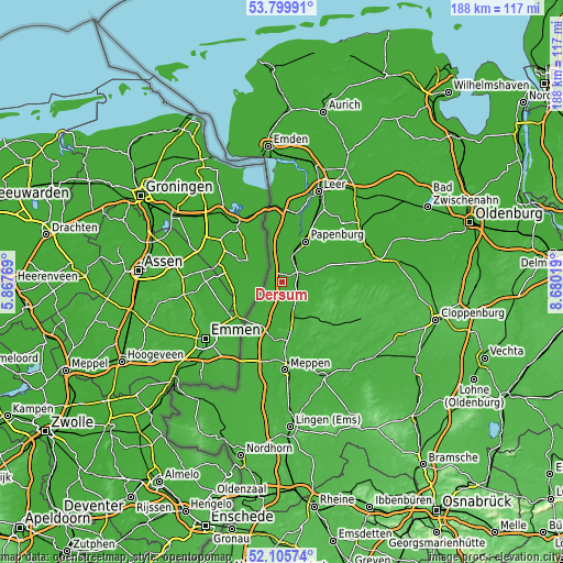 Topographic map of Dersum