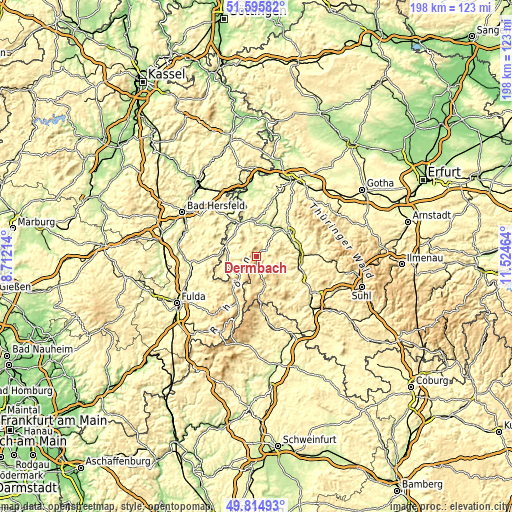 Topographic map of Dermbach