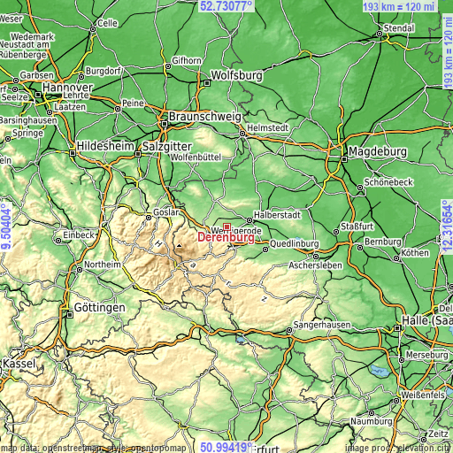 Topographic map of Derenburg