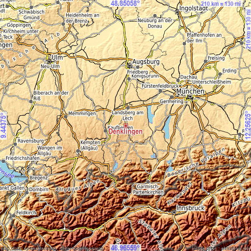 Topographic map of Denklingen