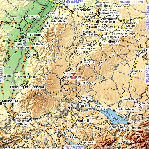 Topographic map of Denkingen