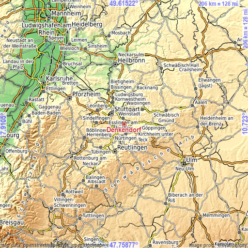 Topographic map of Denkendorf
