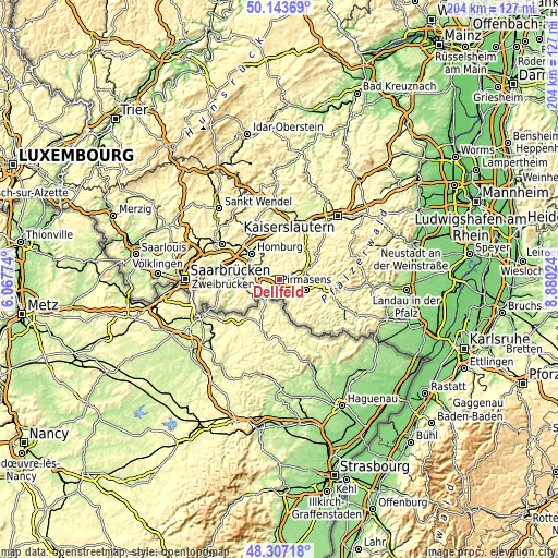 Topographic map of Dellfeld