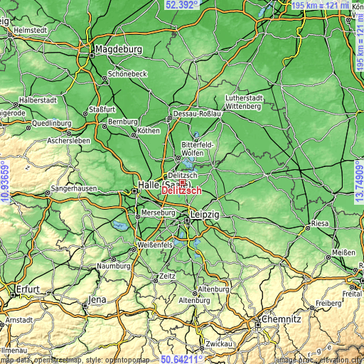 Topographic map of Delitzsch