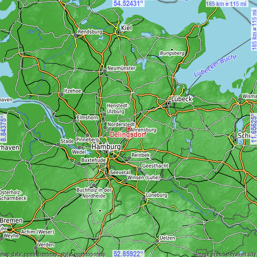 Topographic map of Delingsdorf