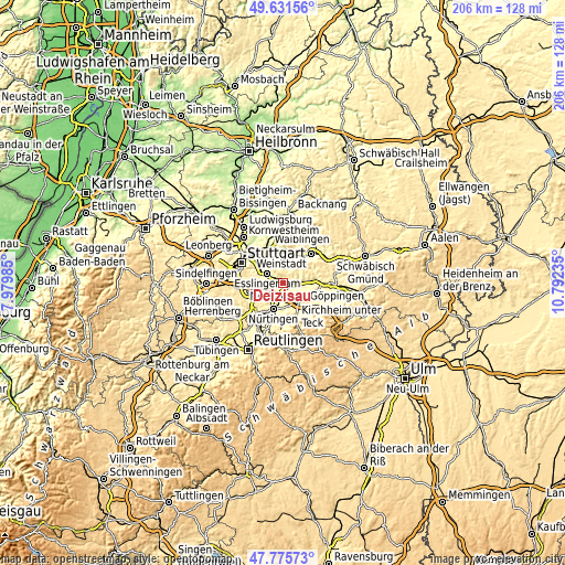 Topographic map of Deizisau