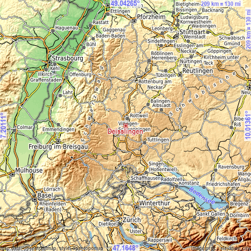 Topographic map of Deißlingen