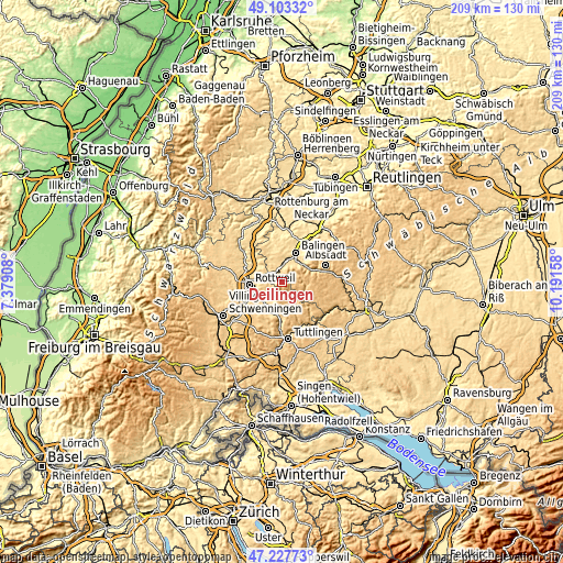 Topographic map of Deilingen