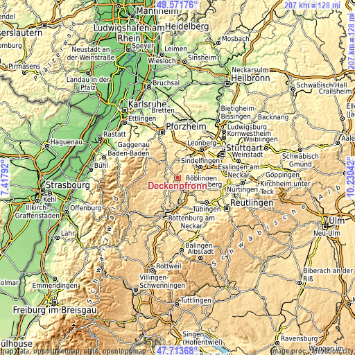 Topographic map of Deckenpfronn