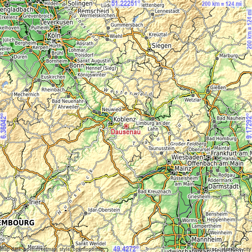 Topographic map of Dausenau