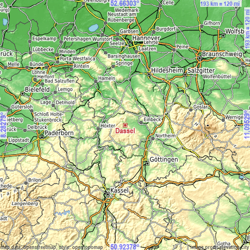 Topographic map of Dassel