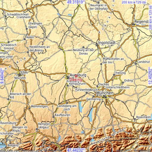 Topographic map of Dasing