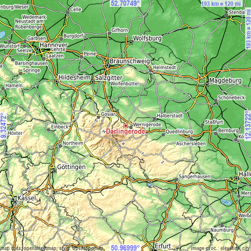 Topographic map of Darlingerode