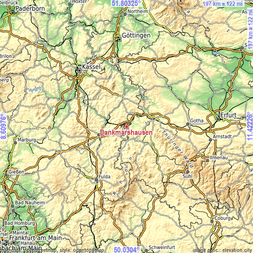 Topographic map of Dankmarshausen