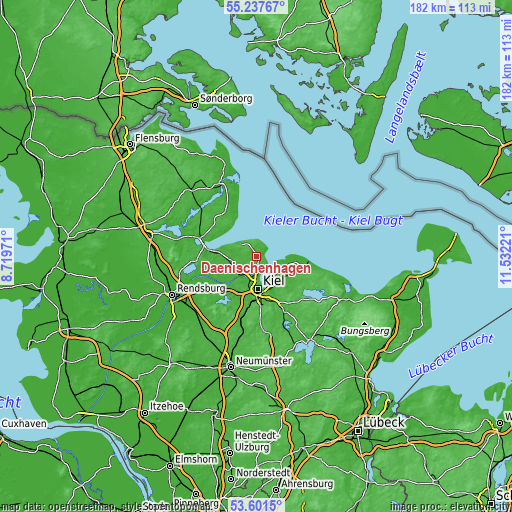 Topographic map of Dänischenhagen