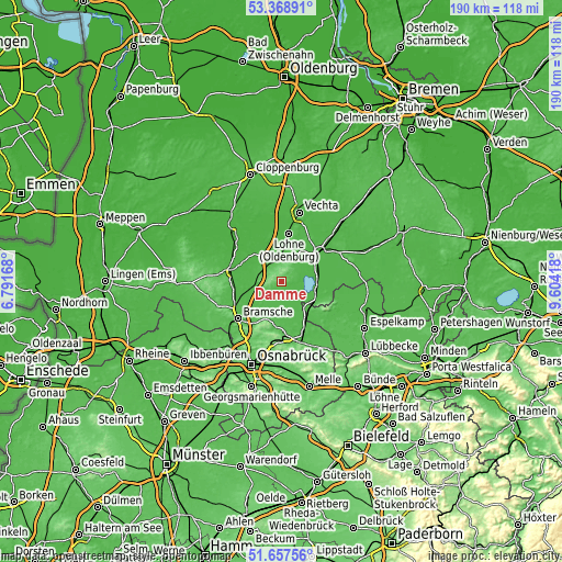 Topographic map of Damme