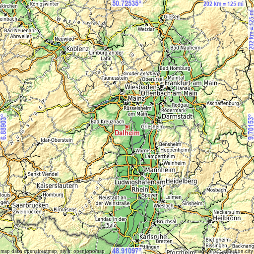 Topographic map of Dalheim