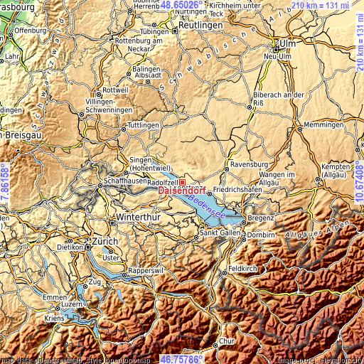 Topographic map of Daisendorf