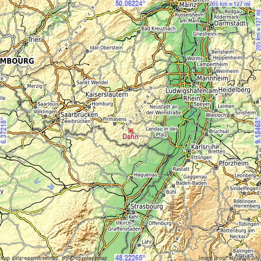 Topographic map of Dahn