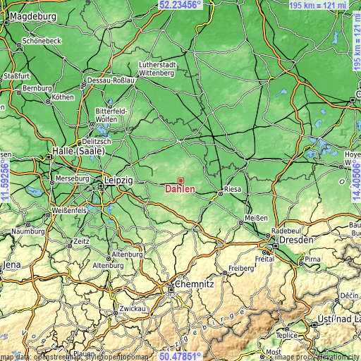 Topographic map of Dahlen