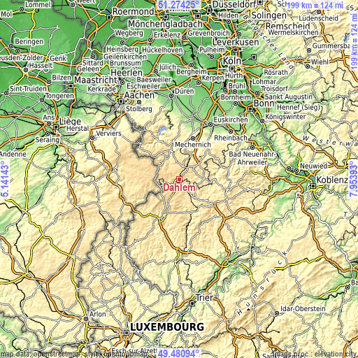 Topographic map of Dahlem