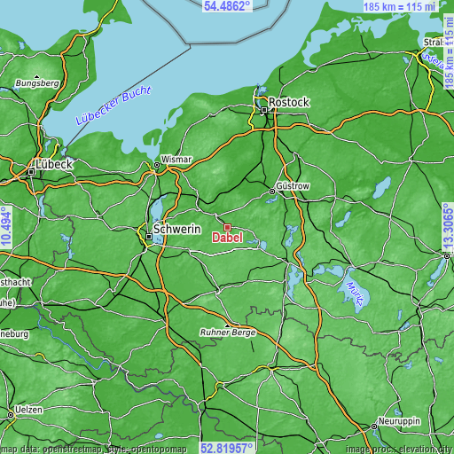 Topographic map of Dabel