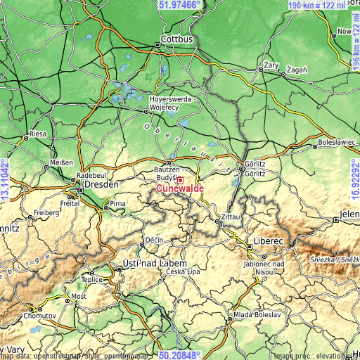 Topographic map of Cunewalde