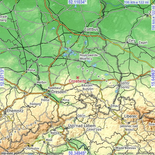 Topographic map of Crostwitz