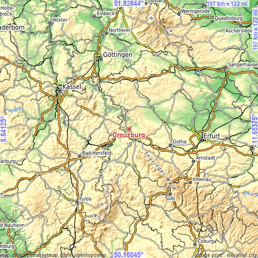 Topographic map of Creuzburg