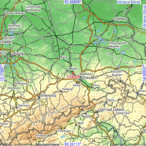 Topographic map of Coswig