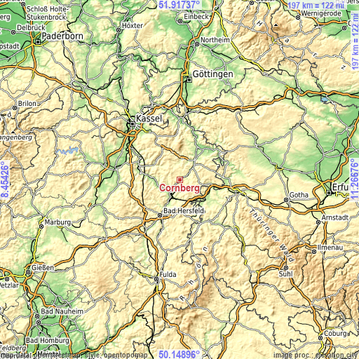 Topographic map of Cornberg