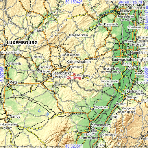 Topographic map of Contwig