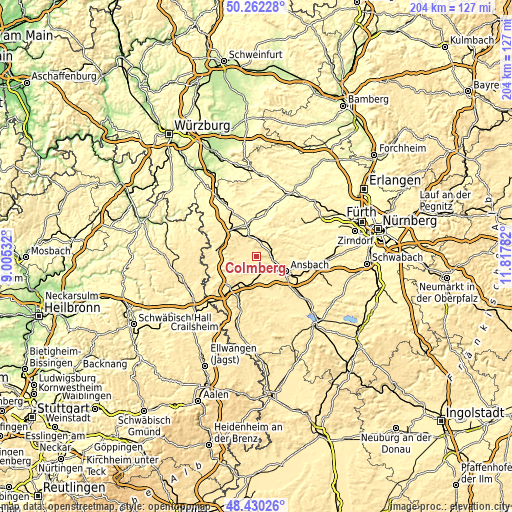 Topographic map of Colmberg