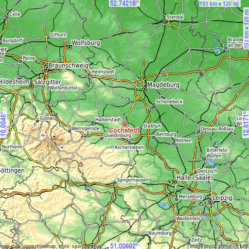 Topographic map of Cochstedt