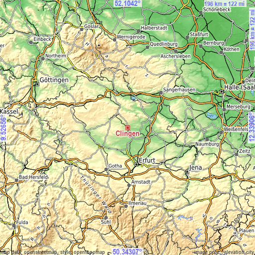 Topographic map of Clingen