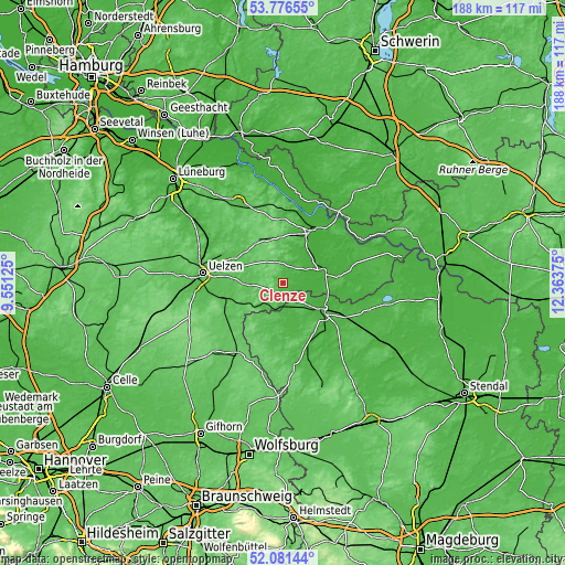 Topographic map of Clenze