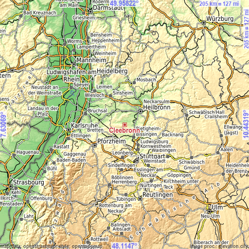 Topographic map of Cleebronn