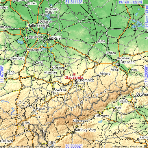 Topographic map of Claußnitz