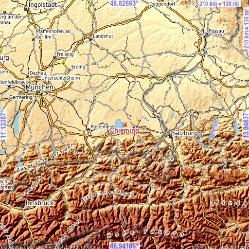 Topographic map of Chieming