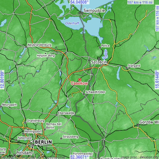 Topographic map of Casekow