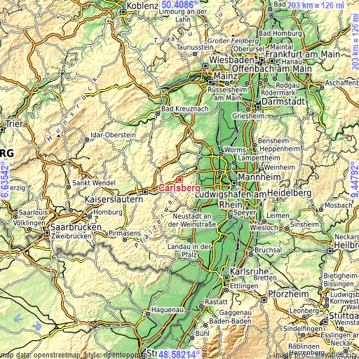 Topographic map of Carlsberg