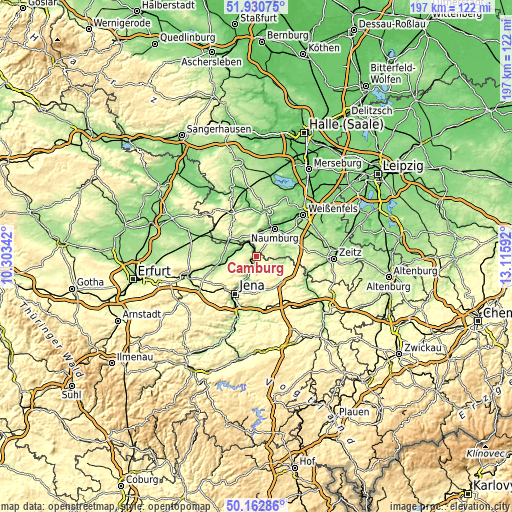 Topographic map of Camburg