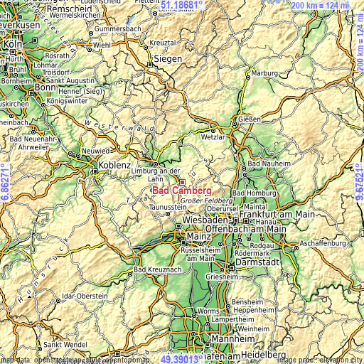 Topographic map of Bad Camberg