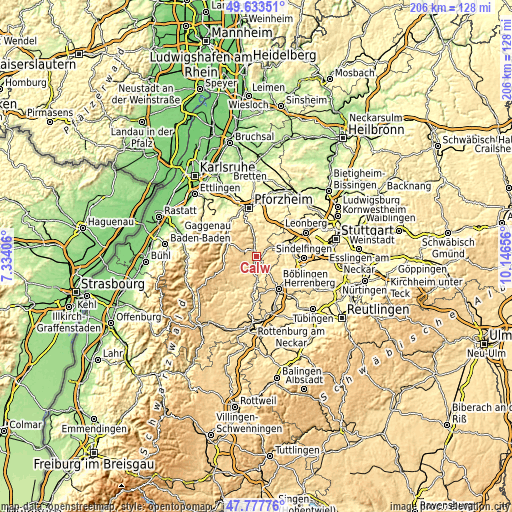 Topographic map of Calw